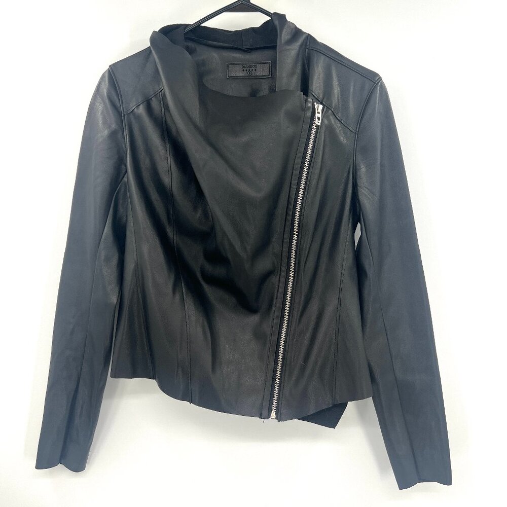Blank NYC Black Faux Leatheer Asymmetrical Zip Jacket Women's Small